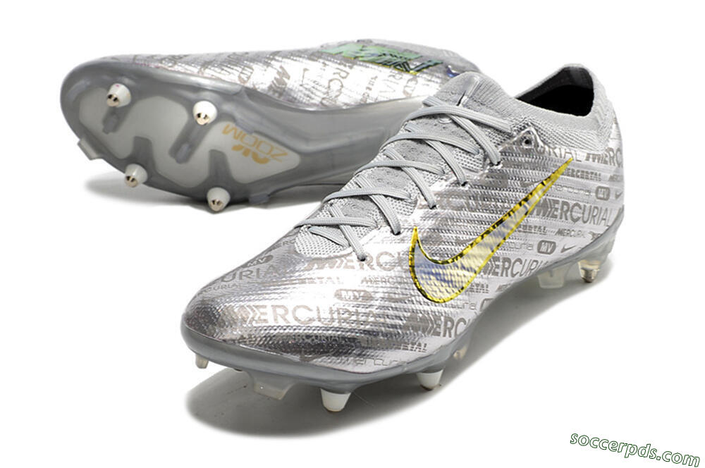 Nike Air Zoom Mercurial Vapor 15 Elite SG Low-Tops Football Boots - Silver/Gold 3