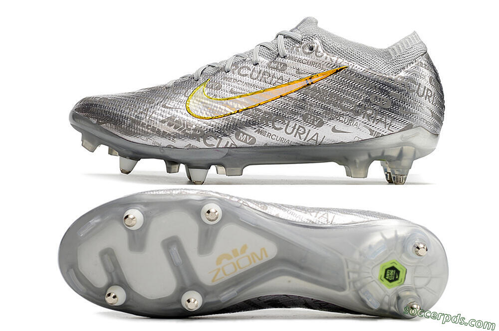 Nike Air Zoom Mercurial Vapor 15 Elite SG Low-Tops Football Boots - Silver/Gold 0