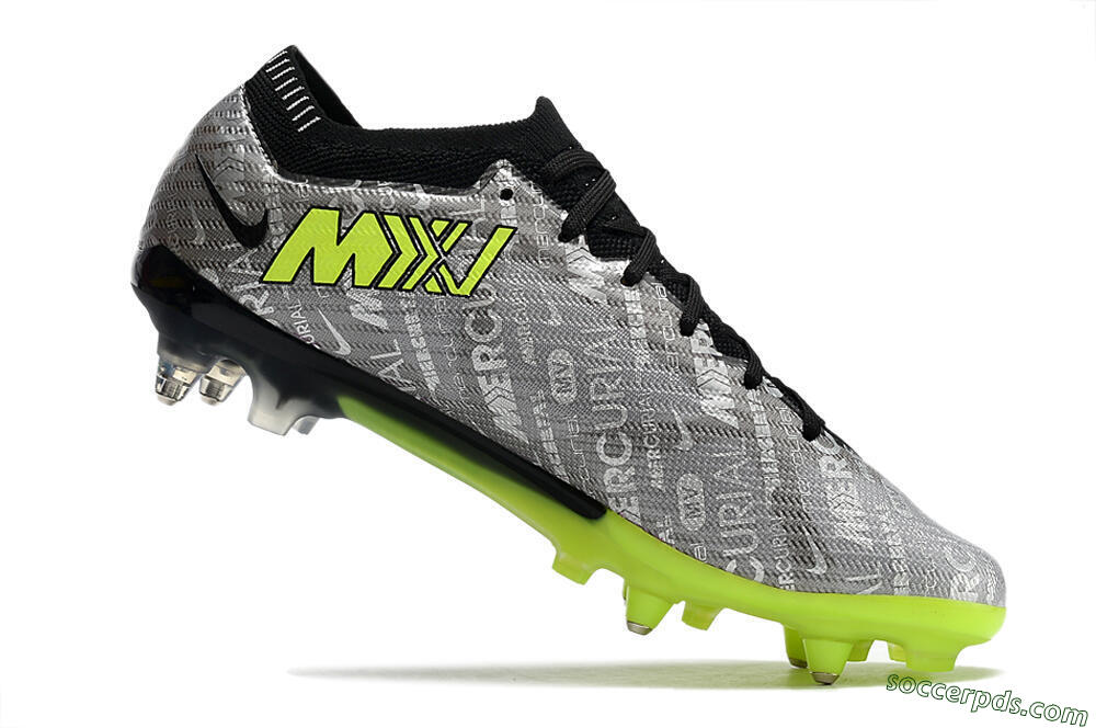 Nike Air Zoom Mercurial Vapor 15 Elite SG Low-Tops Football Boots - Silver/Green/Black 5