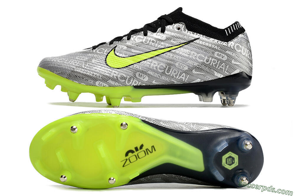 Nike Air Zoom Mercurial Vapor 15 Elite SG Low-Tops Football Boots - Silver/Green/Black 0