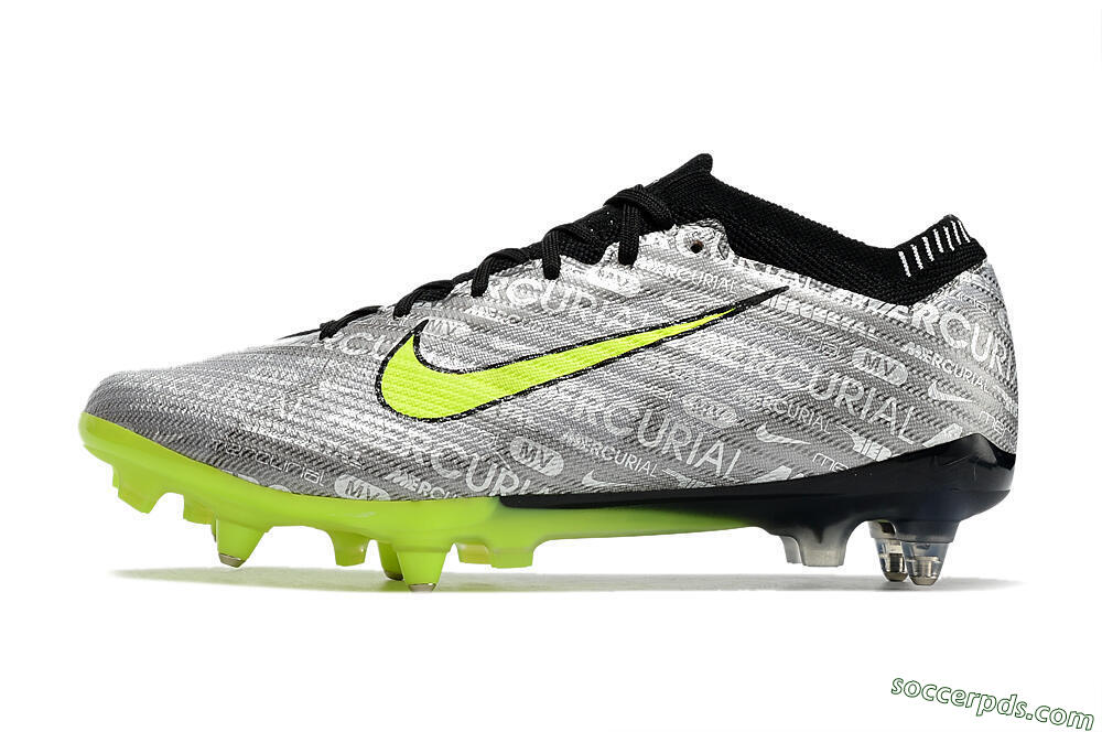 Nike Air Zoom Mercurial Vapor 15 Elite SG Low-Tops Football Boots - Silver/Green/Black 2