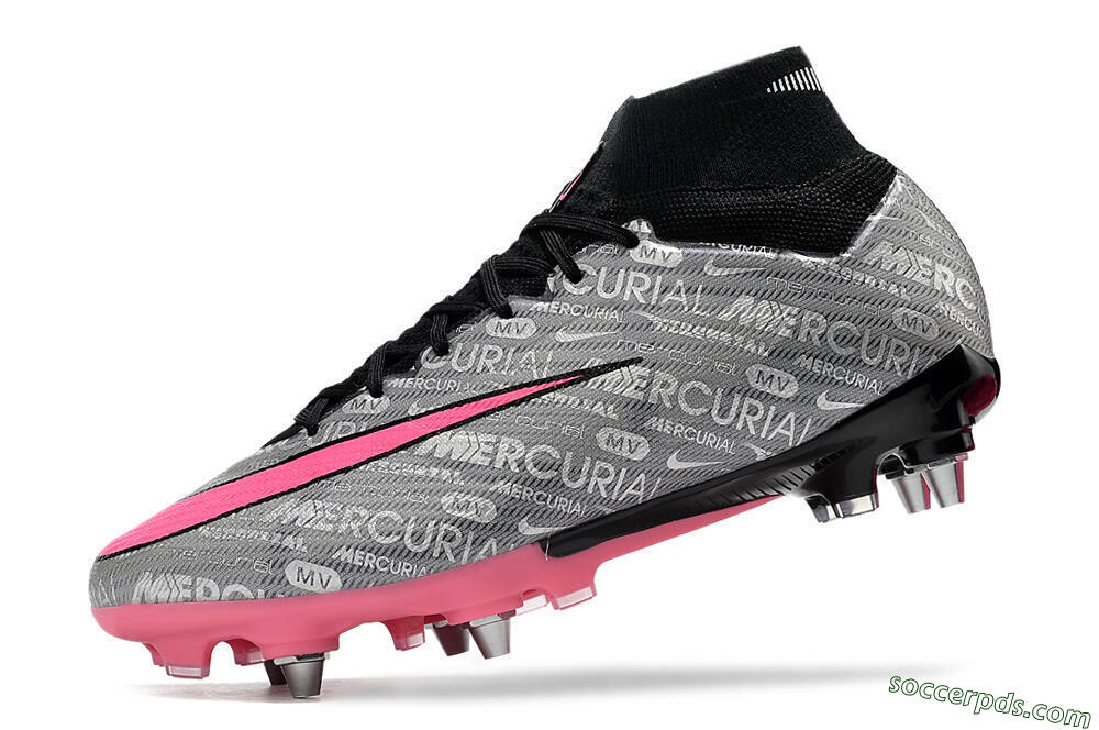 Nike Air Zoom Mercurial Superfly 9 Elite SG High-Tops Football Boots - Silver/Black/Pink 4