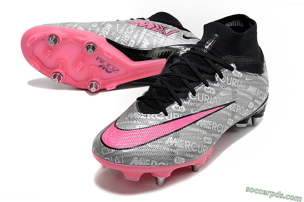 Nike Air Zoom Mercurial Superfly 9 Elite SG High-Tops Football Boots - Silver/Black/Pink 3