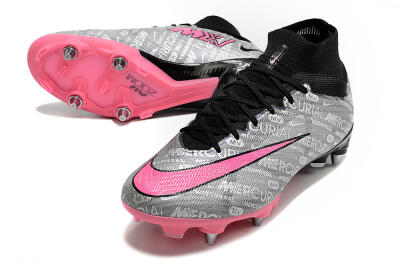 Nike Air Zoom Mercurial Superfly 9 Elite SG High-Tops Football Boots - Silver/Black/Pink