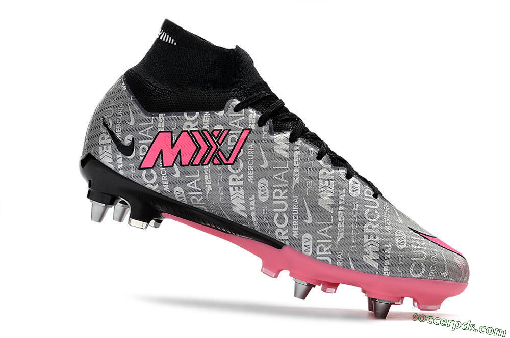 Nike Air Zoom Mercurial Superfly 9 Elite SG High-Tops Football Boots - Silver/Black/Pink 5