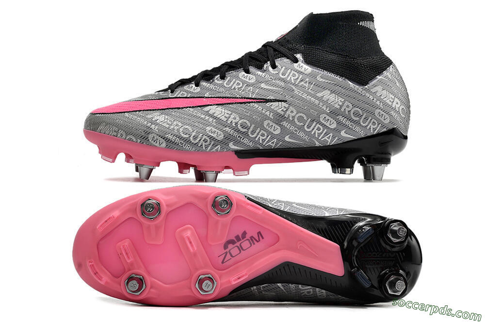 Nike Air Zoom Mercurial Superfly 9 Elite SG High-Tops Football Boots - Silver/Black/Pink 0