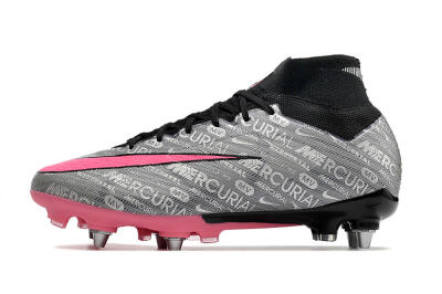 Nike Air Zoom Mercurial Superfly 9 Elite SG High-Tops Football Boots - Silver/Black/Pink