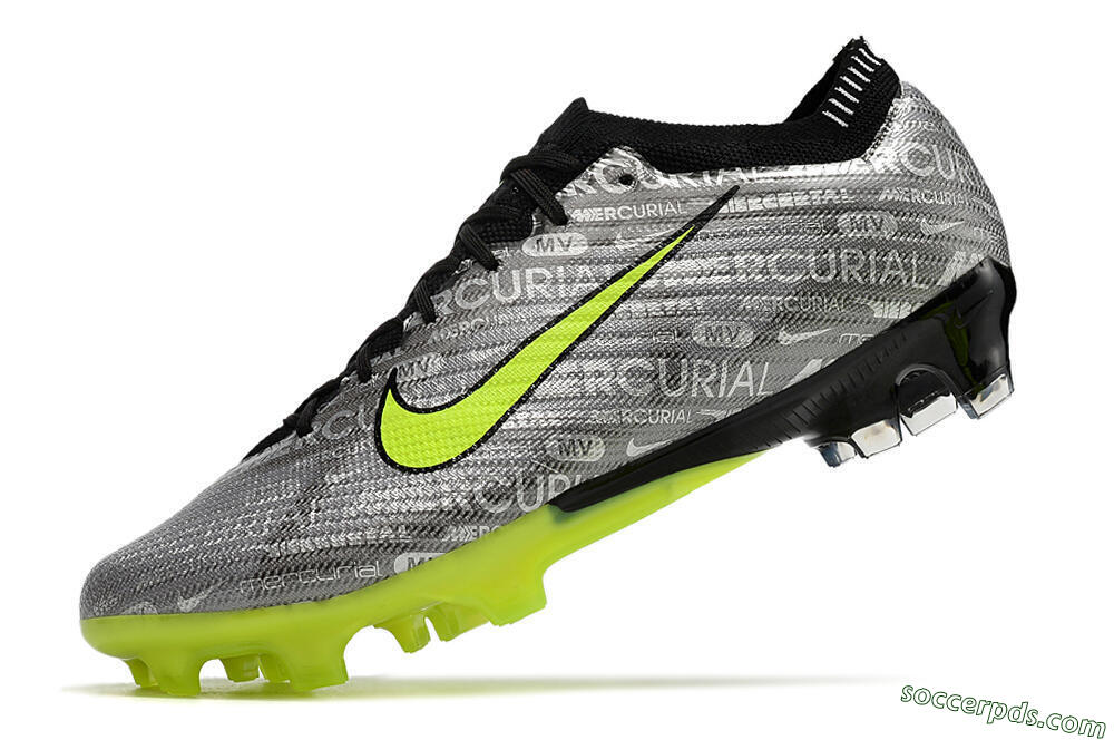 Nike AIR Zoom Mercurial Vapor 15 Elite FG Low-Tops Football Boots - Silver/Green/Black 5