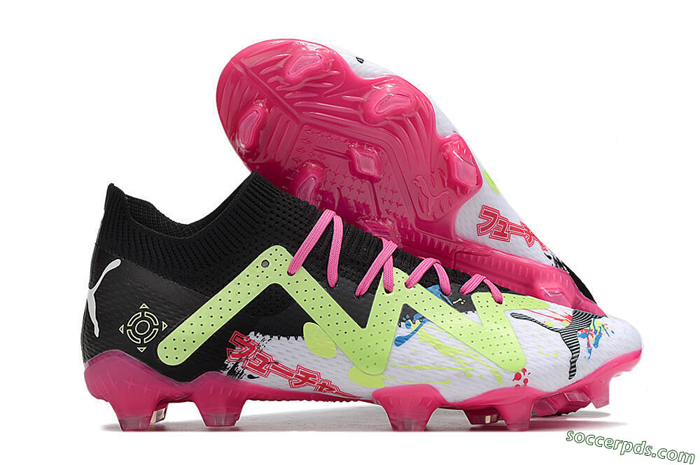 Puma Future X Powercat Tokyo Match FG Low-Tops Football Boots - White/Black/Green/Pink 1