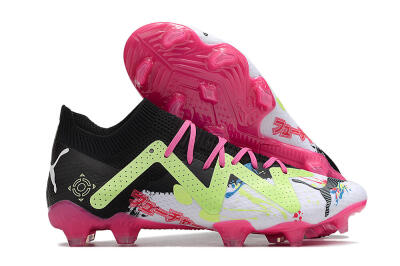 Puma Future X Powercat Tokyo Match FG Low-Tops Football Boots - White/Black/Green/Pink