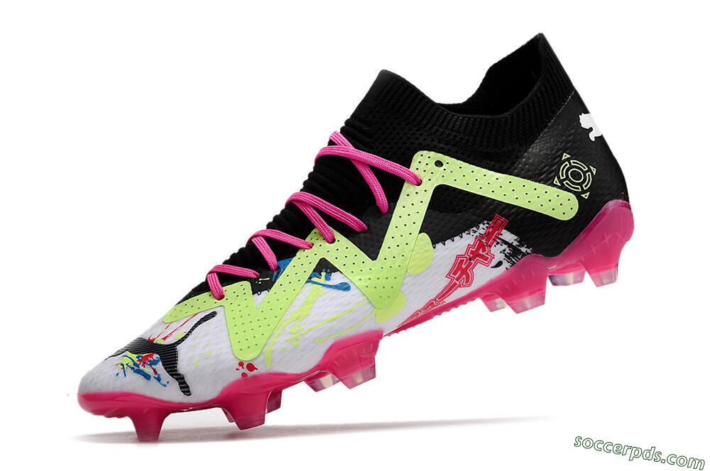 Puma Future X Powercat Tokyo Match FG Low-Tops Football Boots - White/Black/Green/Pink 5