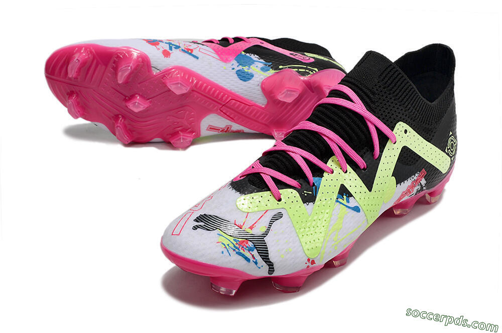 Puma Future X Powercat Tokyo Match FG Low-Tops Football Boots - White/Black/Green/Pink 3