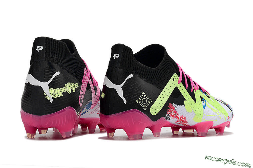 Puma Future X Powercat Tokyo Match FG Low-Tops Football Boots - White/Black/Green/Pink 6