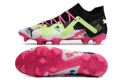 Puma Future X Powercat Tokyo Match FG Low-Tops Football Boots - White/Black/Green/Pink