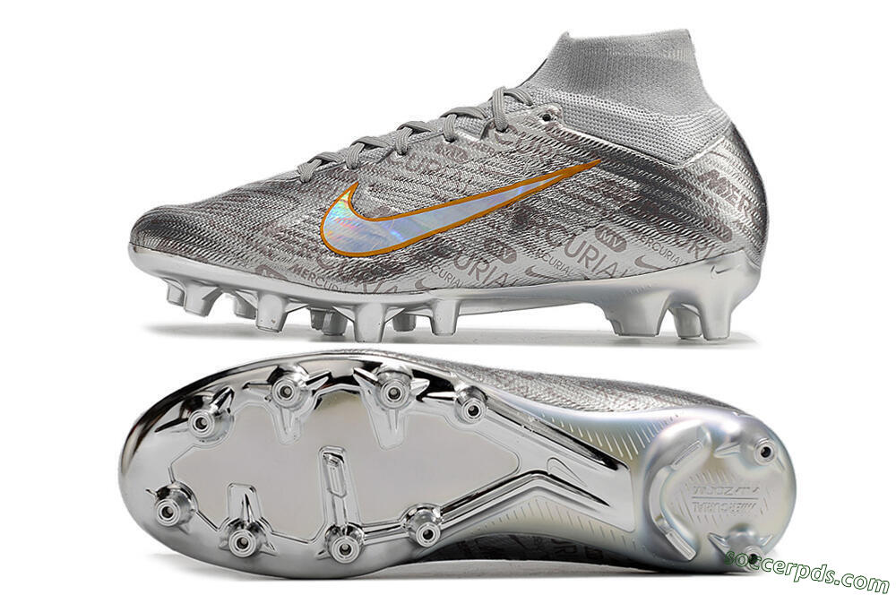 Nike Air Zoom Mercurial Superfly 9 Elite AG High-Tops Football Boots - Silver/Gold 0