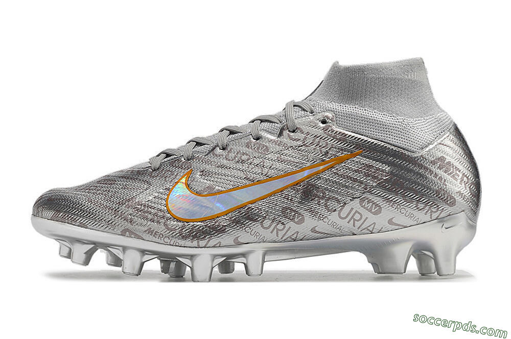 Nike Air Zoom Mercurial Superfly 9 Elite AG High-Tops Football Boots - Silver/Gold 2
