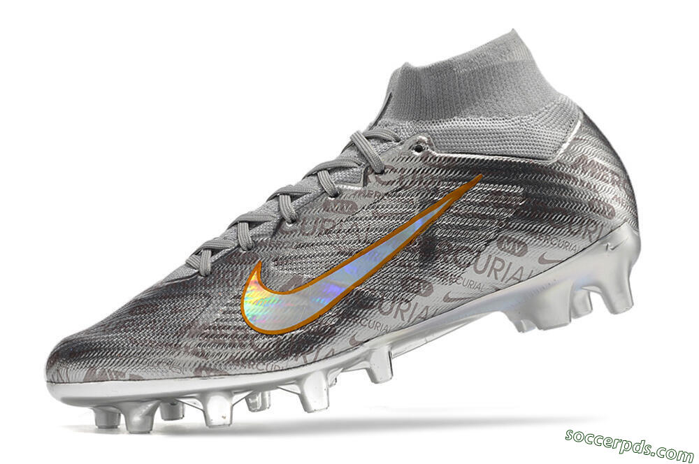 Nike Air Zoom Mercurial Superfly 9 Elite AG High-Tops Football Boots - Silver/Gold 4