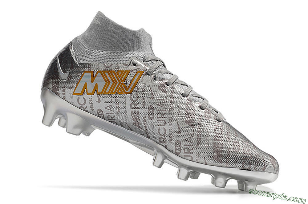 Nike Air Zoom Mercurial Superfly 9 Elite AG High-Tops Football Boots - Silver/Gold 5