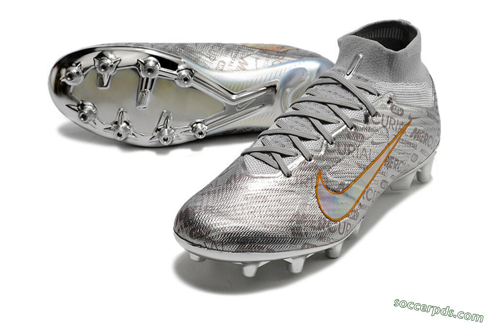Nike Air Zoom Mercurial Superfly 9 Elite AG High-Tops Football Boots - Silver/Gold 3
