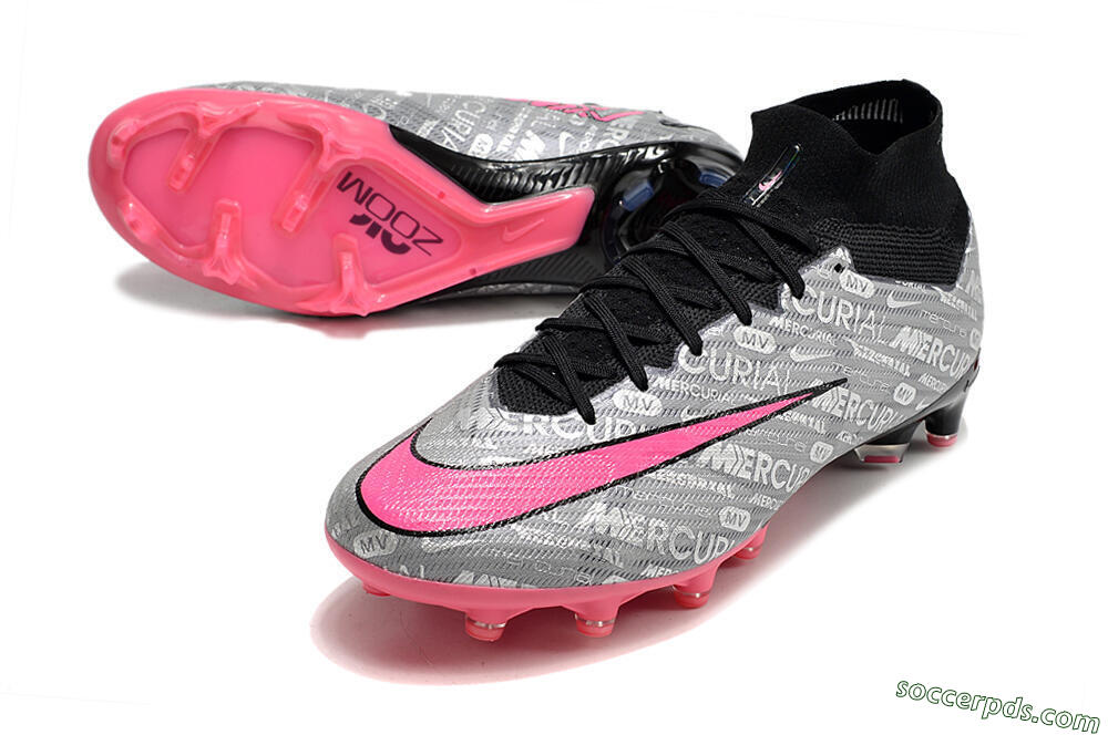 Nike Air Zoom Mercurial Superfly 9 Elite AG High-Tops Football Boots - Silver/Black/Pink 3