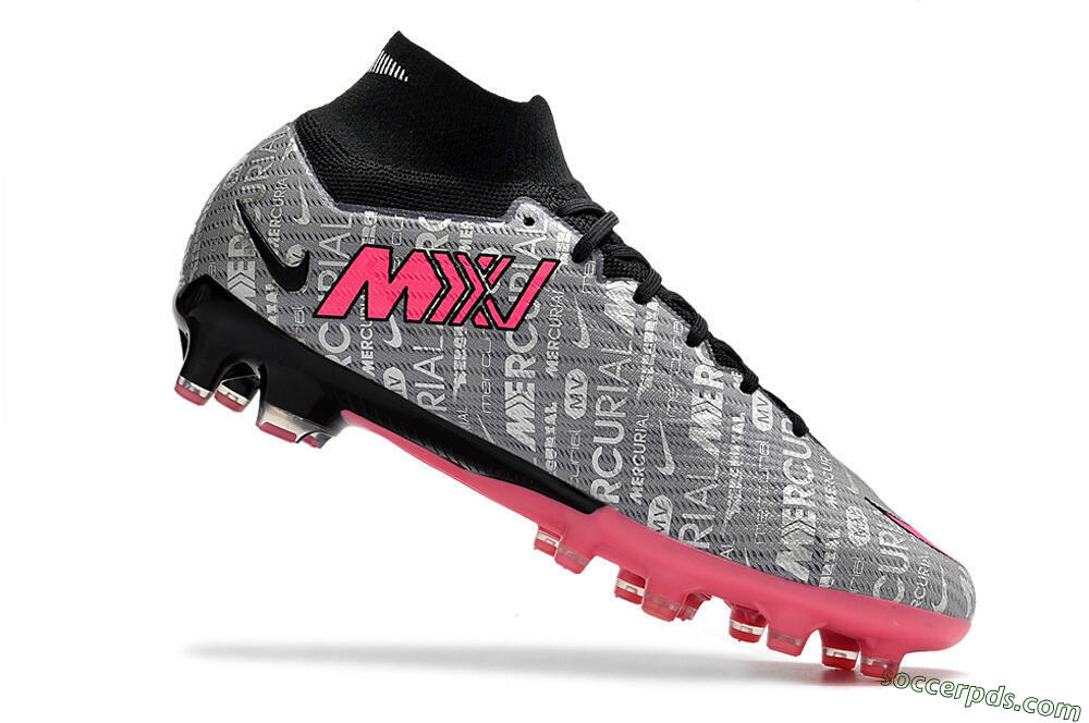 Nike Air Zoom Mercurial Superfly 9 Elite AG High-Tops Football Boots - Silver/Black/Pink 4