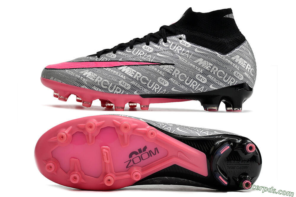 Nike Air Zoom Mercurial Superfly 9 Elite AG High-Tops Football Boots - Silver/Black/Pink 0