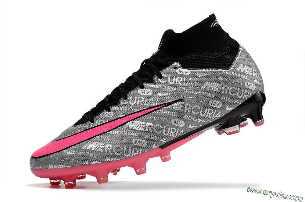 Nike Air Zoom Mercurial Superfly 9 Elite AG High-Tops Football Boots - Silver/Black/Pink 5