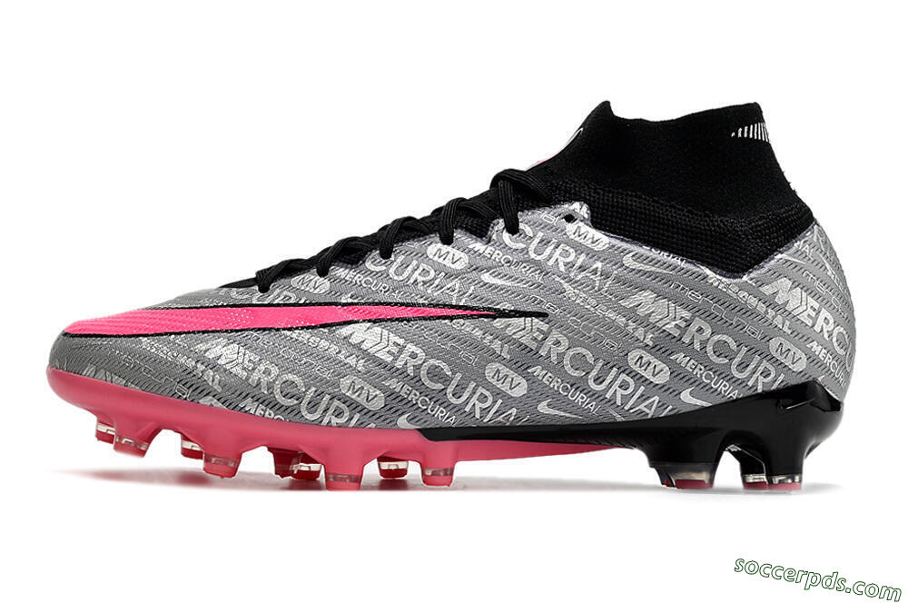 Nike Air Zoom Mercurial Superfly 9 Elite AG High-Tops Football Boots - Silver/Black/Pink 2