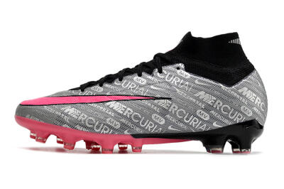 Nike Air Zoom Mercurial Superfly 9 Elite AG High-Tops Football Boots - Silver/Black/Pink