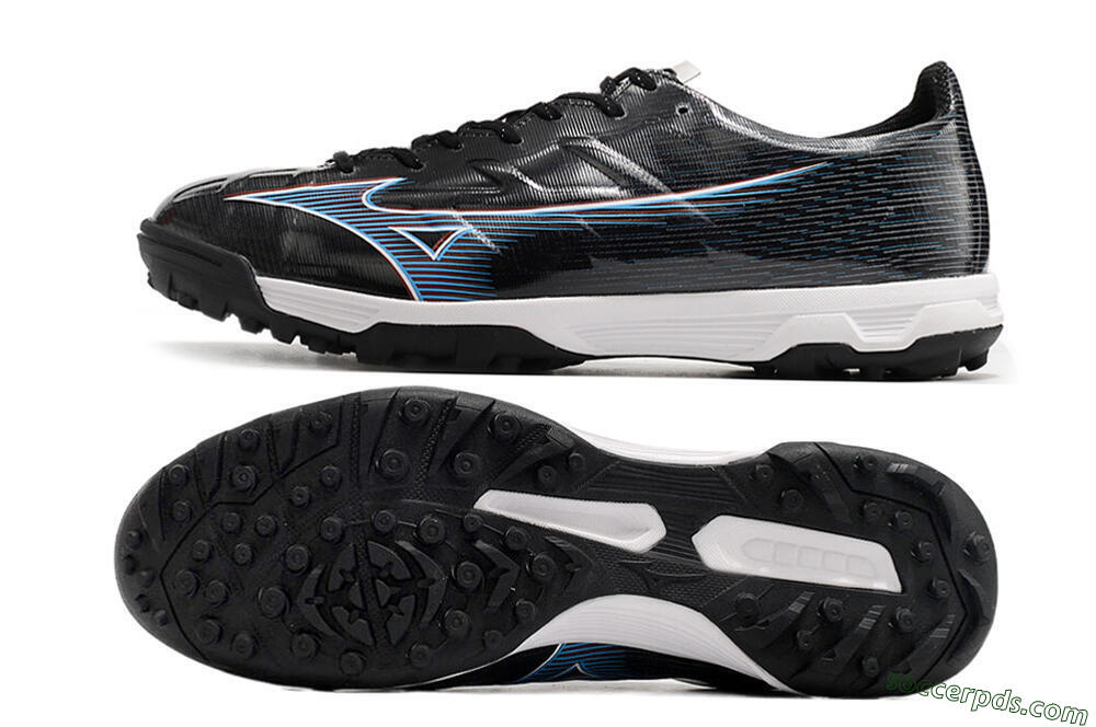 Mizuno Morelia Alpha Japan TF Low-Tops Football Shoes - Black/White/Blue 0