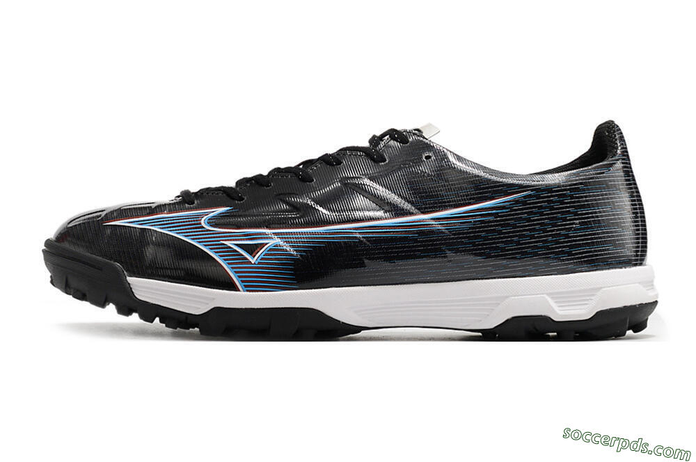 Mizuno Morelia Alpha Japan TF Low-Tops Football Shoes - Black/White/Blue 2