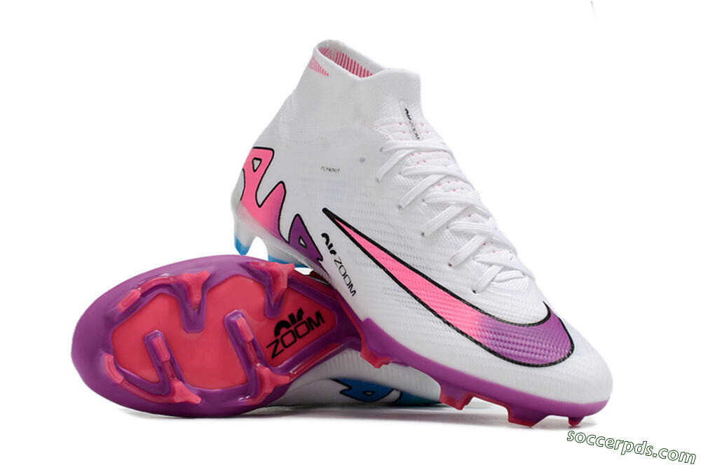 Nike Air Zoom Mercurial Superfly 9 Elite FG High-Tops Football Boots - White/Pink/Purple 3