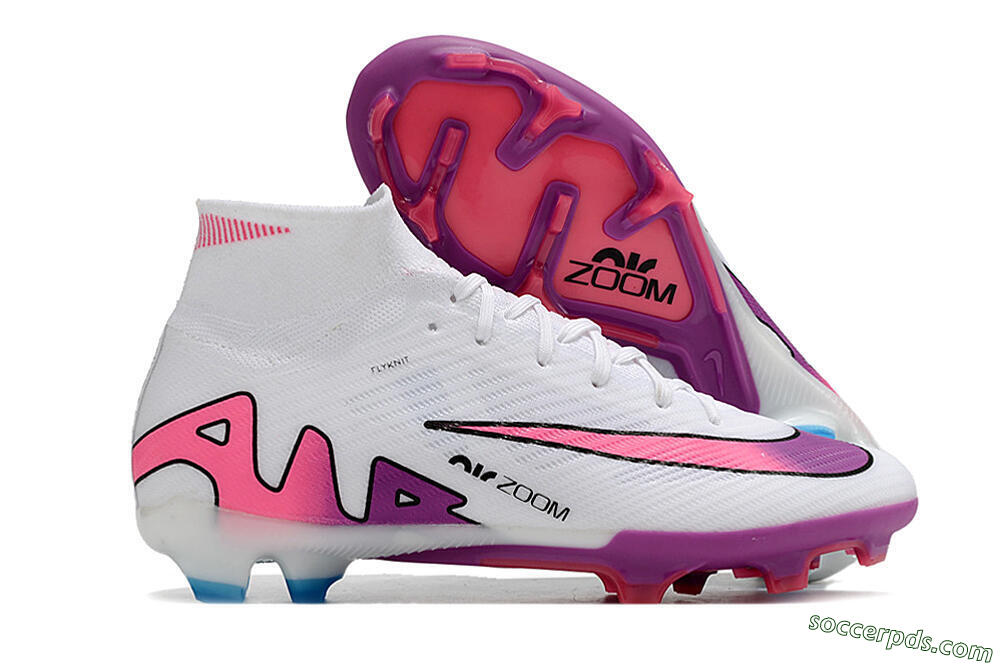 Nike Air Zoom Mercurial Superfly 9 Elite FG High-Tops Football Boots - White/Pink/Purple 1