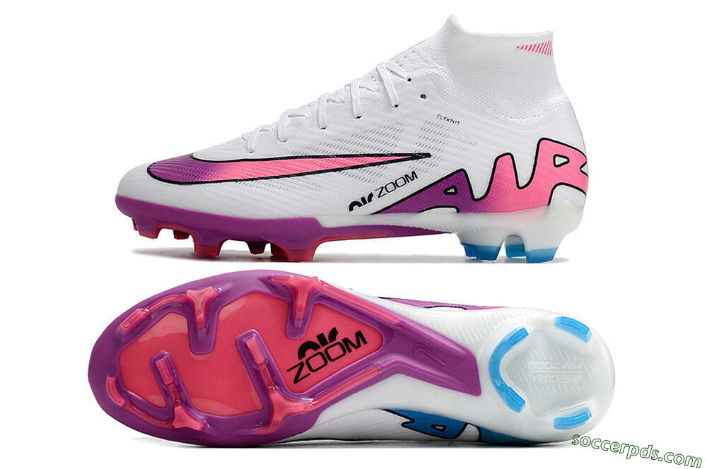 Nike Air Zoom Mercurial Superfly 9 Elite FG High-Tops Football Boots - White/Pink/Purple 0