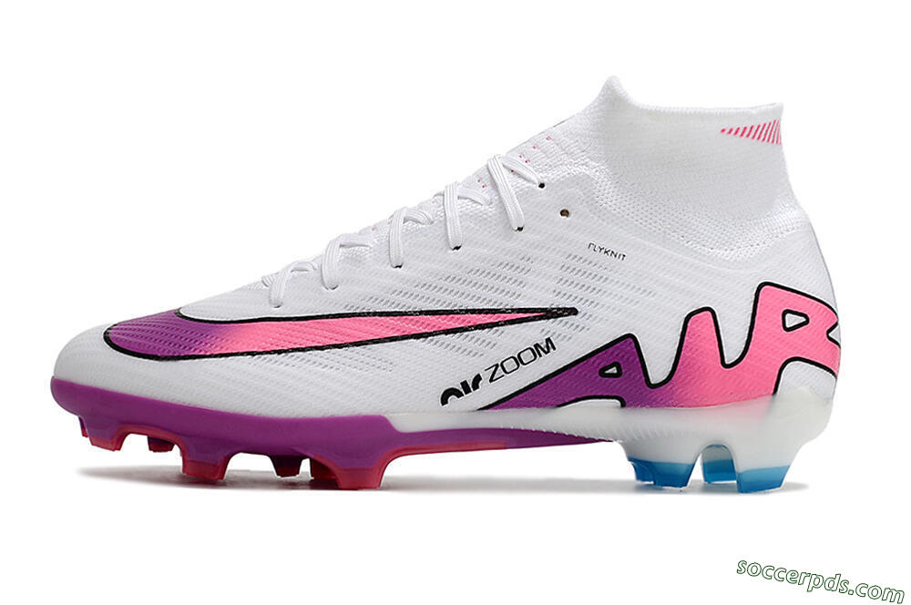 Nike Air Zoom Mercurial Superfly 9 Elite FG High-Tops Football Boots - White/Pink/Purple 2