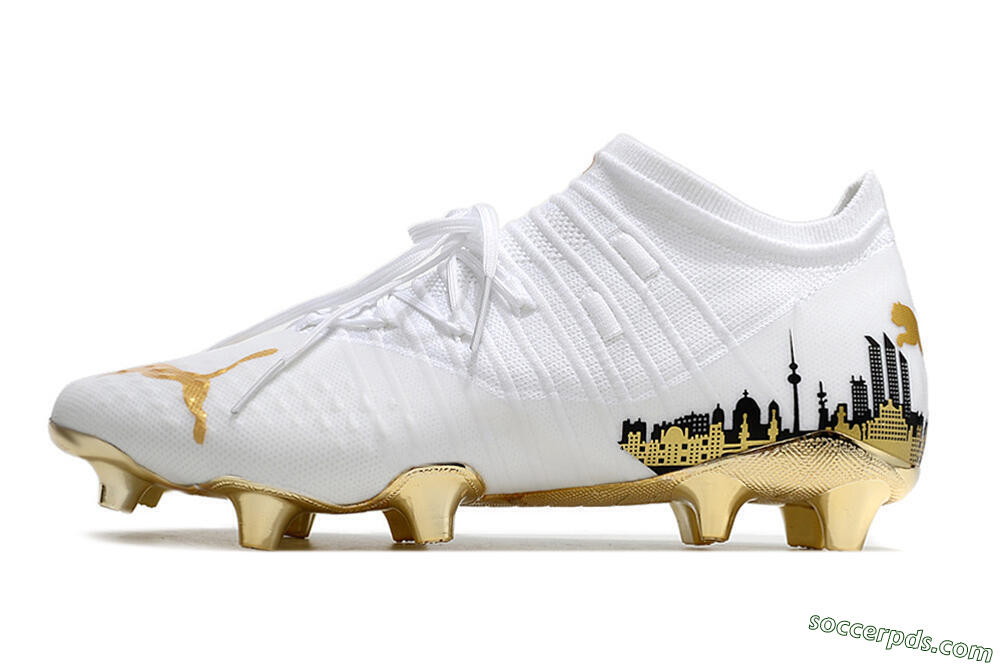 Puma Future Z 1.1 FG Low-Tops Football Boots - White/Blakc/Gold 2