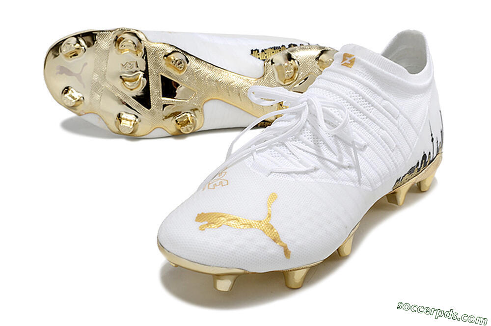 Puma Future Z 1.1 FG Low-Tops Football Boots - White/Blakc/Gold 3