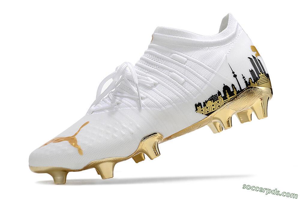 Puma Future Z 1.1 FG Low-Tops Football Boots - White/Blakc/Gold 4