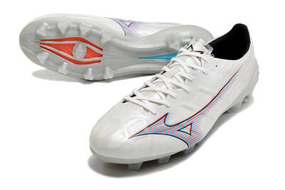 Mizuno Morelia Alpha FG Low-Tops Football Boots - Silver/Red/Blue