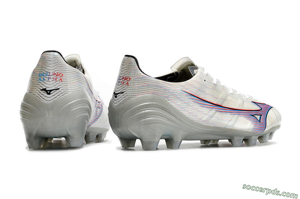 Mizuno Morelia Alpha FG Low-Tops Football Boots - Silver/Red/Blue 6