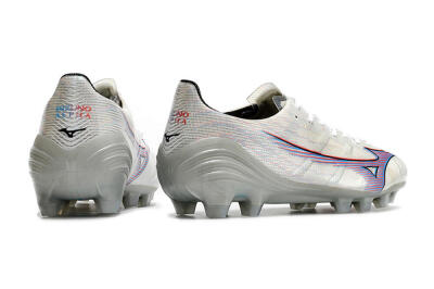 Mizuno Morelia Alpha FG Low-Tops Football Boots - Silver/Red/Blue