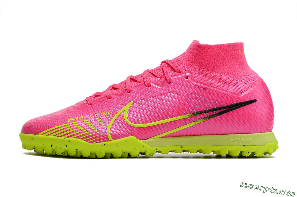 Nike Air Zoom Mercurial Superfly 9 Elite TF High-Tops Football Shoes - Pink/Green/Black 2