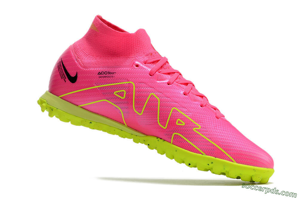Nike Air Zoom Mercurial Superfly 9 Elite TF High-Tops Football Shoes - Pink/Green/Black 5