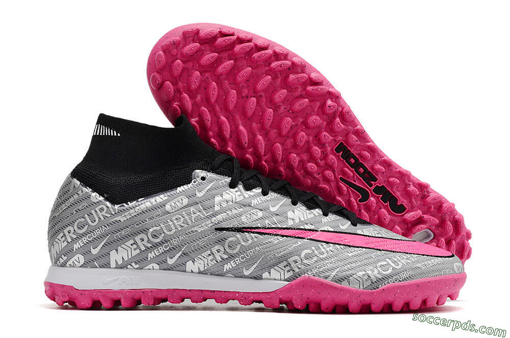 Nike Mercurial Superfly 8 Elite TF High-Tops Football Shoes - Grey/Black/Pink 1