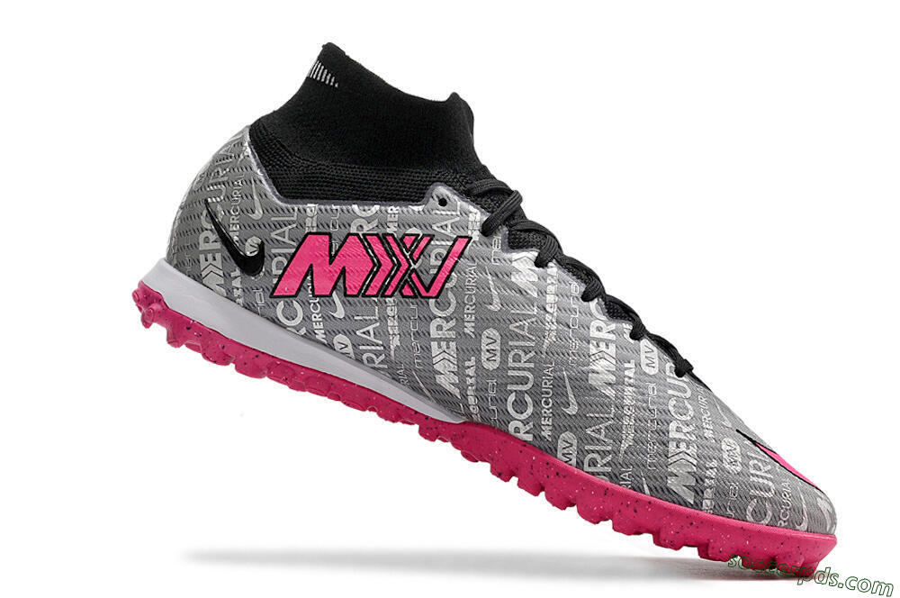 Nike Mercurial Superfly 8 Elite TF High-Tops Football Shoes - Grey/Black/Pink 5