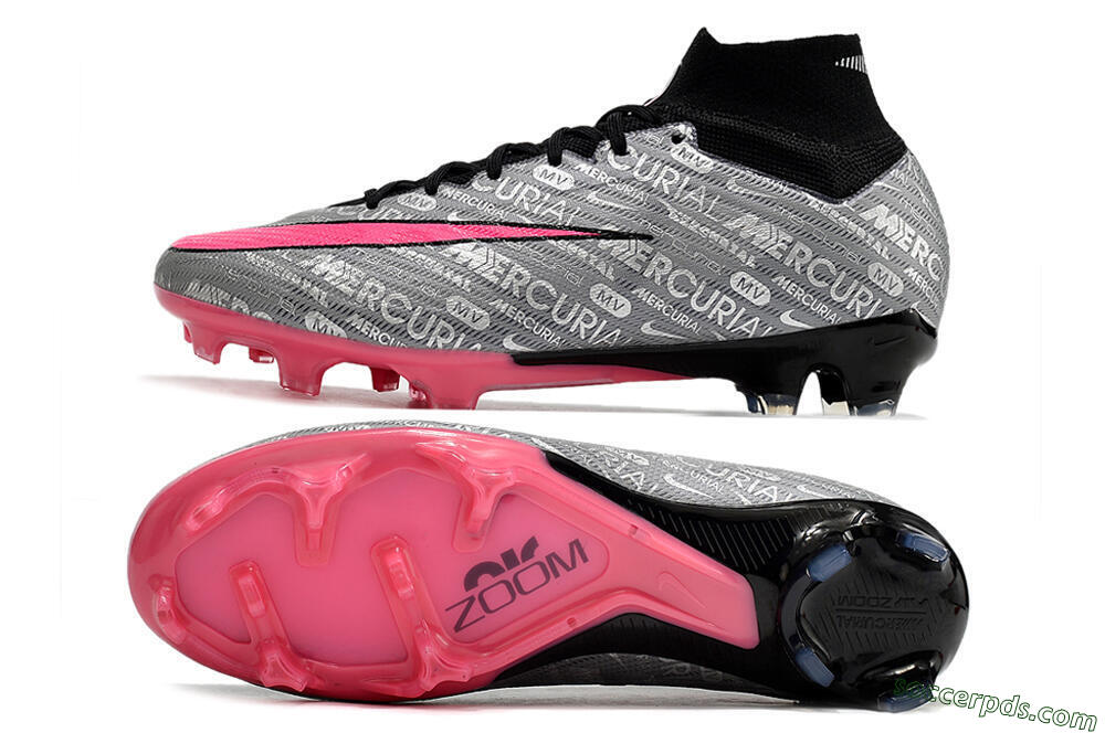 Nike Air Zoom Mercurial Superfly 9 Elite FG High-Tops Football Boots - Silver/Pink/Black 0