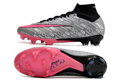 Nike Air Zoom Mercurial Superfly 9 Elite FG High-Tops Football Boots - Silver/Pink/Black