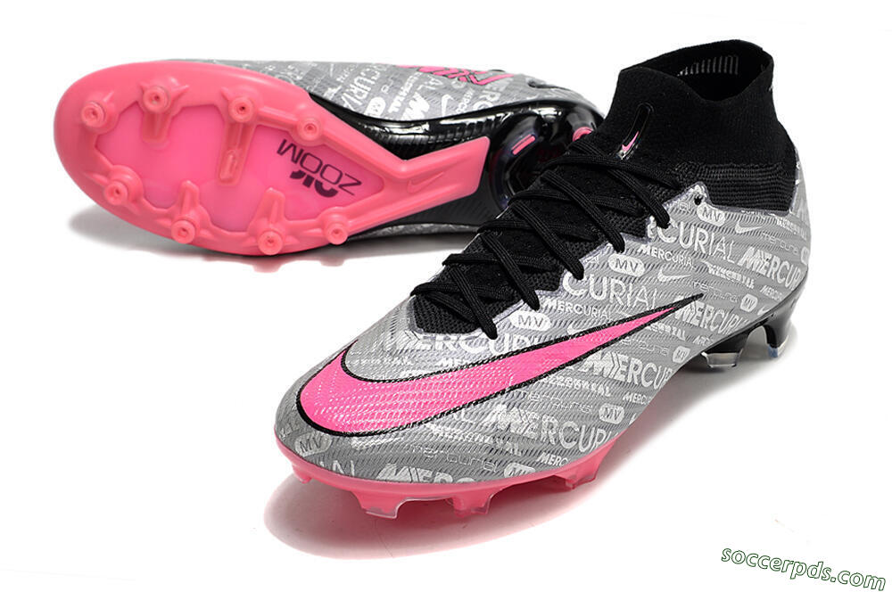 Nike Air Zoom Mercurial Superfly 9 Elite FG High-Tops Football Boots - Silver/Pink/Black 3