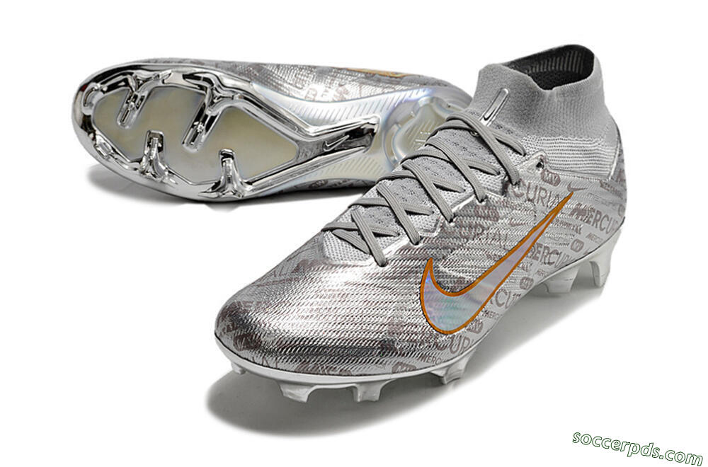 Nike Air Zoom Mercurial Superfly 9 Elite FG High-Tops Football Boots - Silver/Gold 3