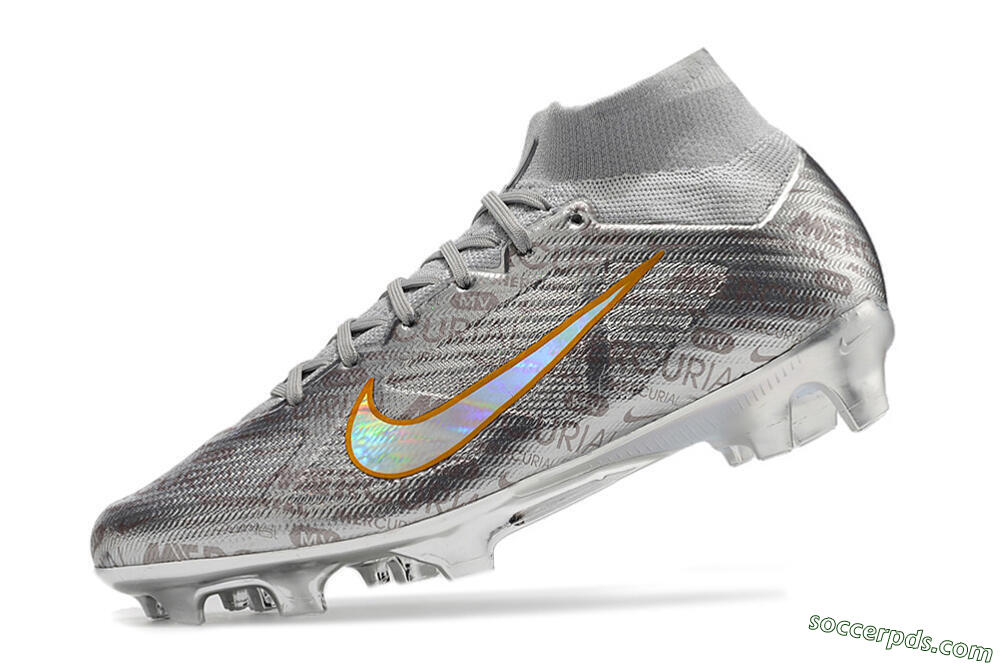 Nike Air Zoom Mercurial Superfly 9 Elite FG High-Tops Football Boots - Silver/Gold 5